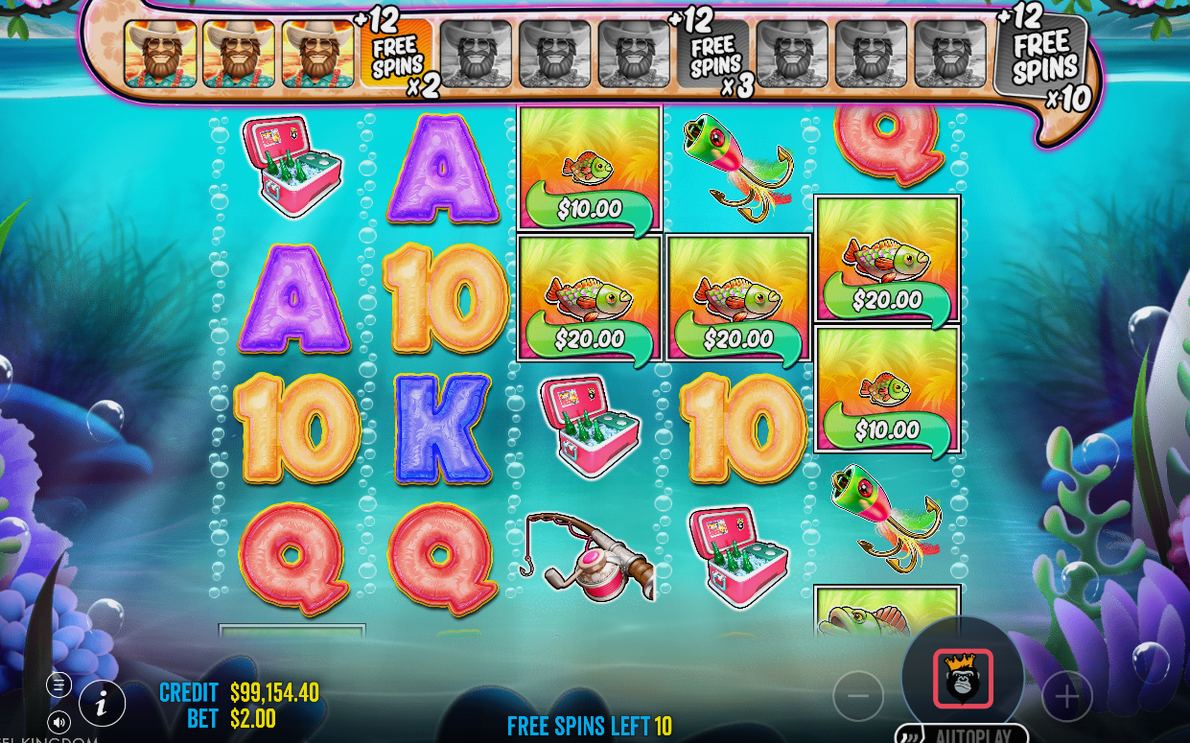 Free Spins-läge där fisherman samlar pengavärden under spinnen